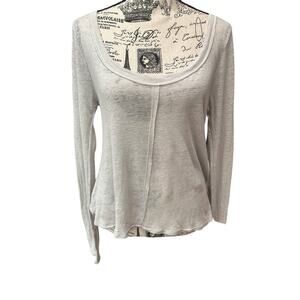 Chaser Revolve Light Blue Gray Long Sleeve Women’s Burnout Top Shirt Medium New